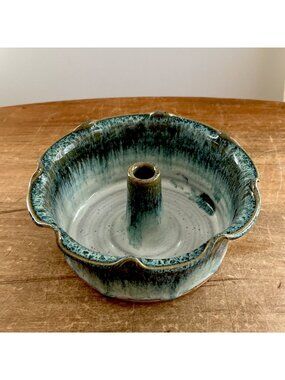 Triple C Carolina Studio Pottery Stoneware Pound Cake Baker Christian Drip Glaze